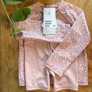 Baby Girl Rash guard and swim trunks. Size 9-12.